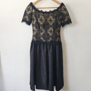 Vintage House Of Bianchi Womens Black Lace Dress Size 10 Short Sleeve Goth Prom